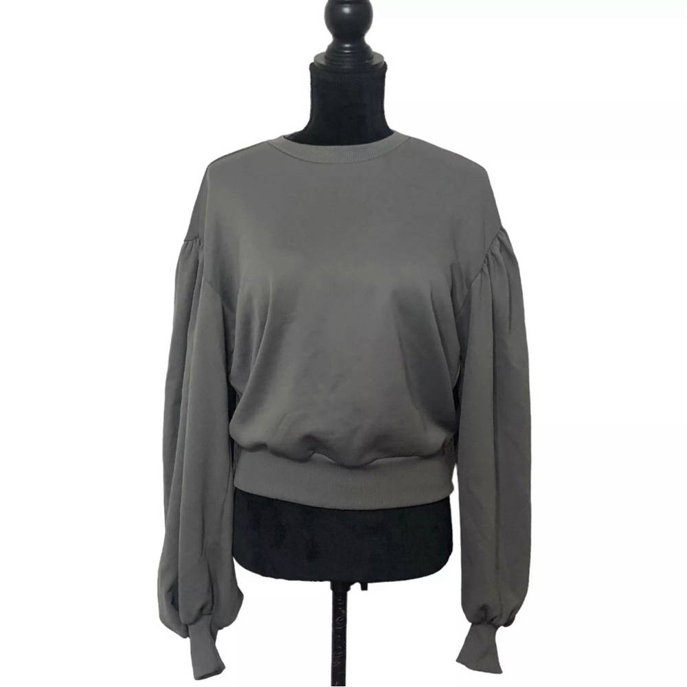 Les Coyotes De Paris Sweatshirt Puff Sleeve in Olive Green